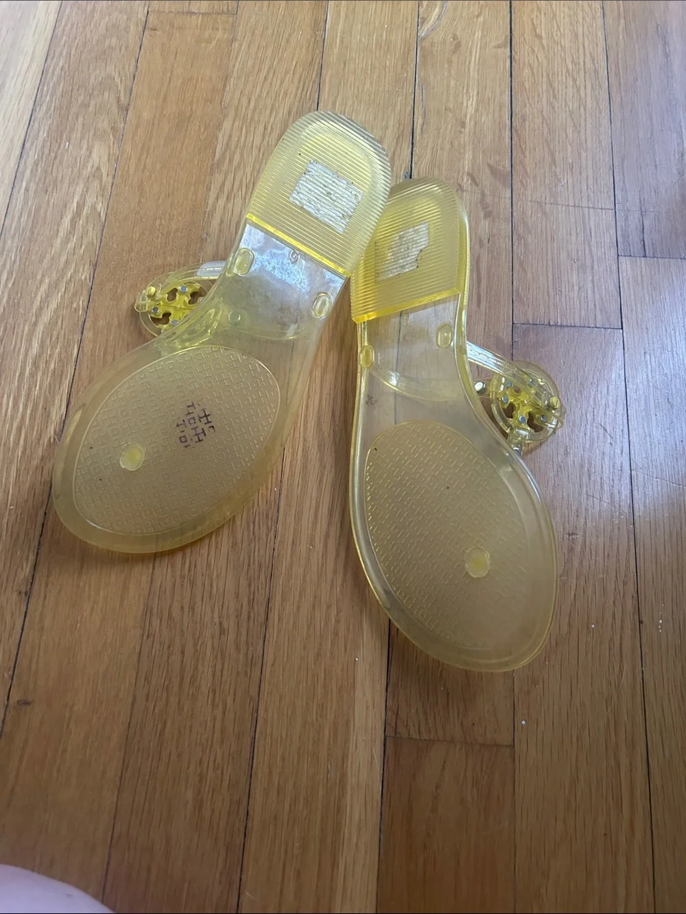 Tory Burch Transparent Yellow Jelly Logo Thong Sandals